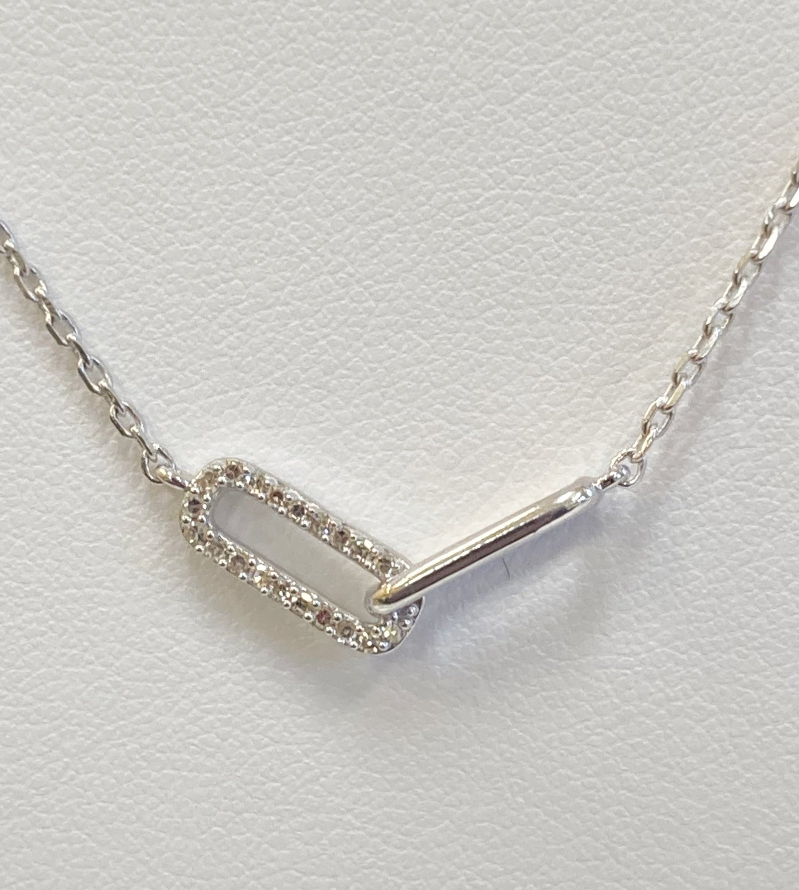 Sterling Diamond Paperclip Necklace