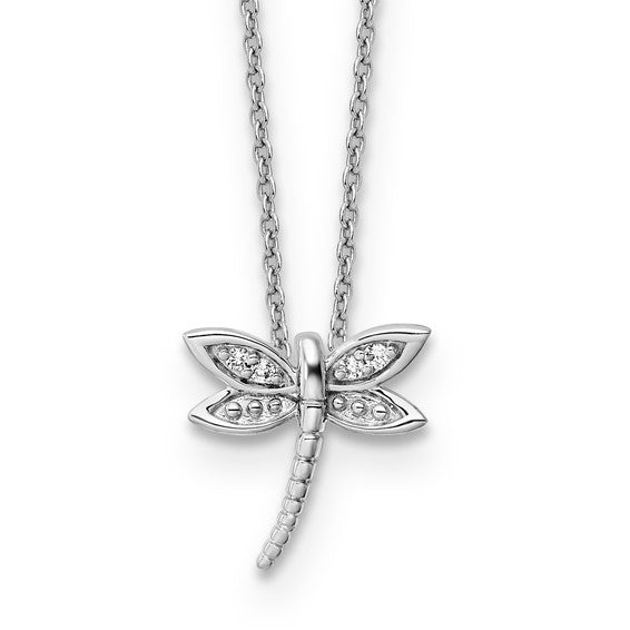 Sterling Silver Diamond Dragonfly Necklace