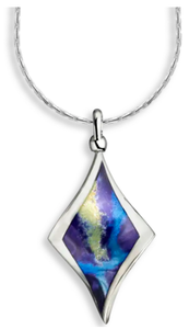 Sterling Silver Blue Aurora Diamond Twist Enamel Necklace