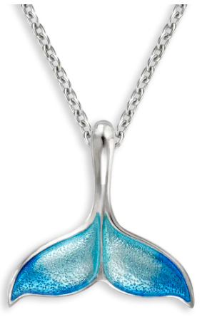 Sterling Silver Blue Whale Tail Enamel Necklace