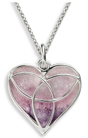 Sterling Silver Purple Celtic Heart Enamel Necklace