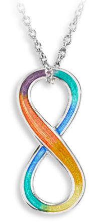 Sterling Silver Rainbow Infinity Enamel Necklace