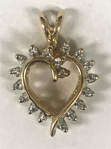 14k Diamond Heart Pendant