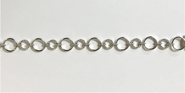 Sterling Silver Diamond Circle Link Bracelet