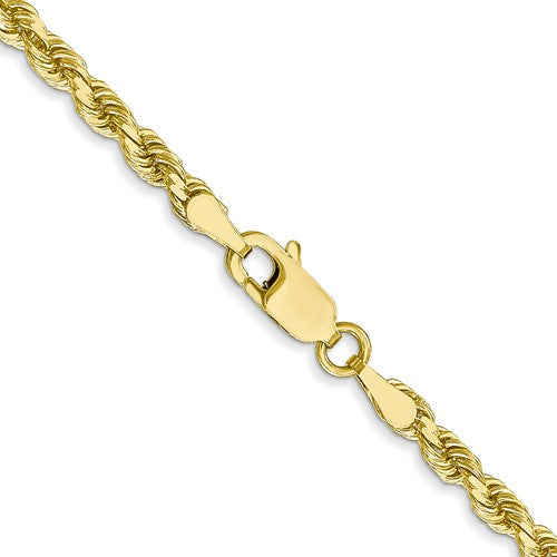 22" 10k 3mm Diamond-Cut Rope Chain