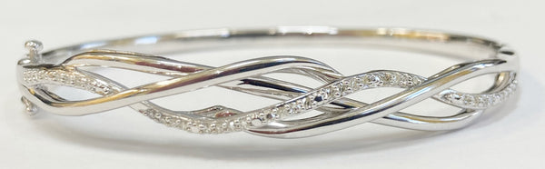 Sterling Silver Diamond Fashion Bangle Bracelet
