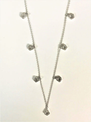 Sterling Silver Diamond Freeform Station Necklace