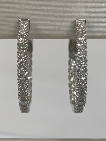 14K Diamond Hinged Round Hoop Earrings