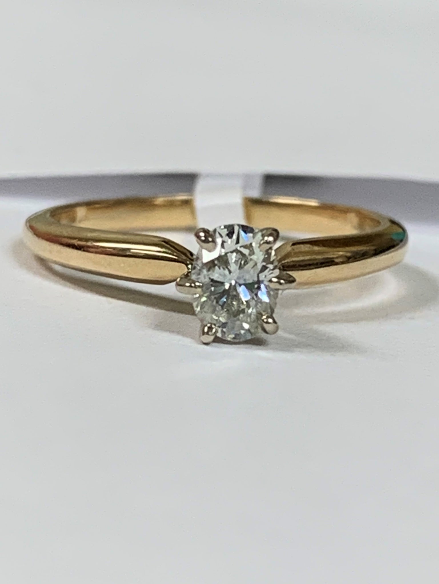 14k Oval Diamond Solitaire Ring