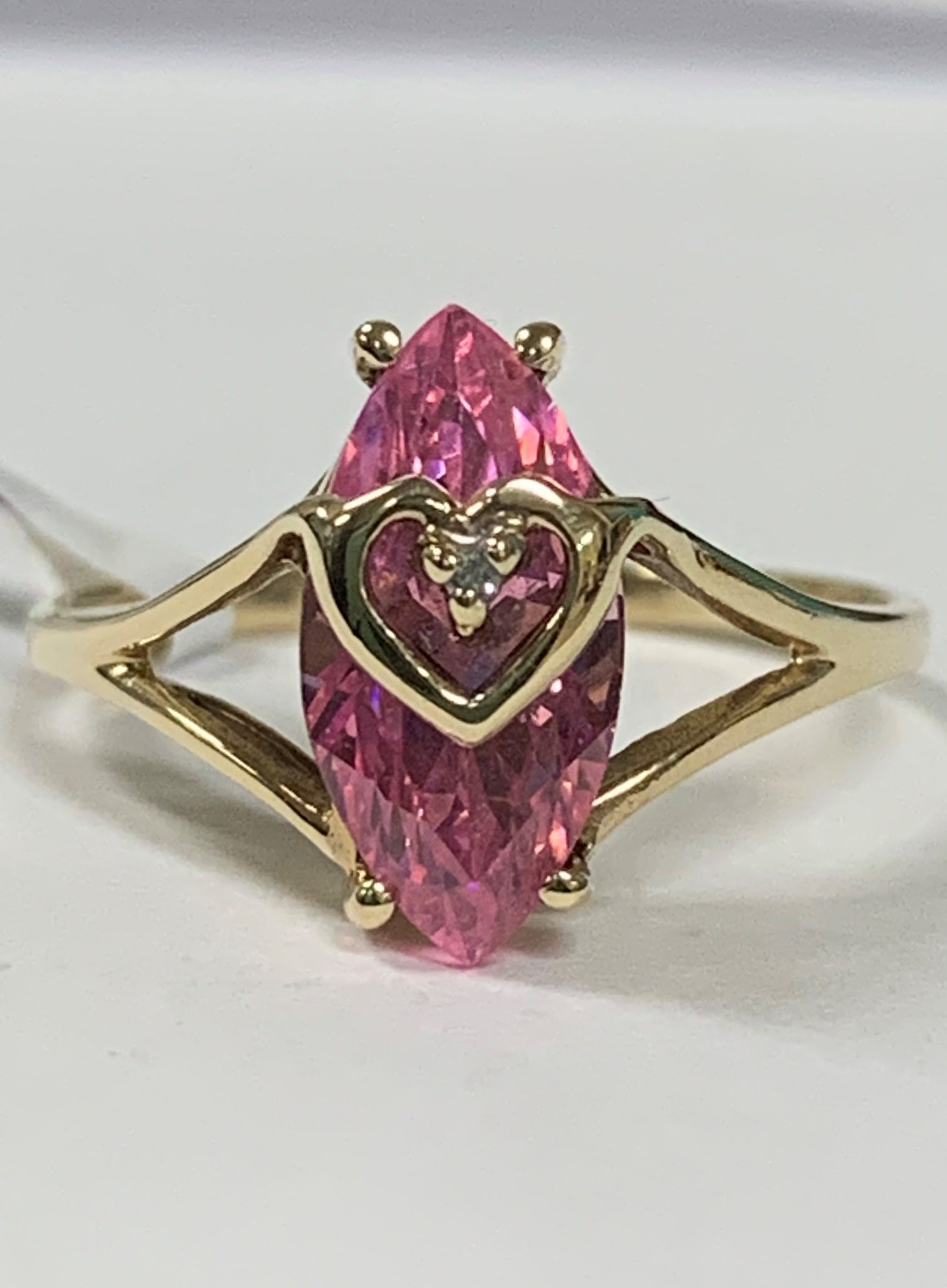 10k Pink Marquise-Cut Cubic Zirconia Ring