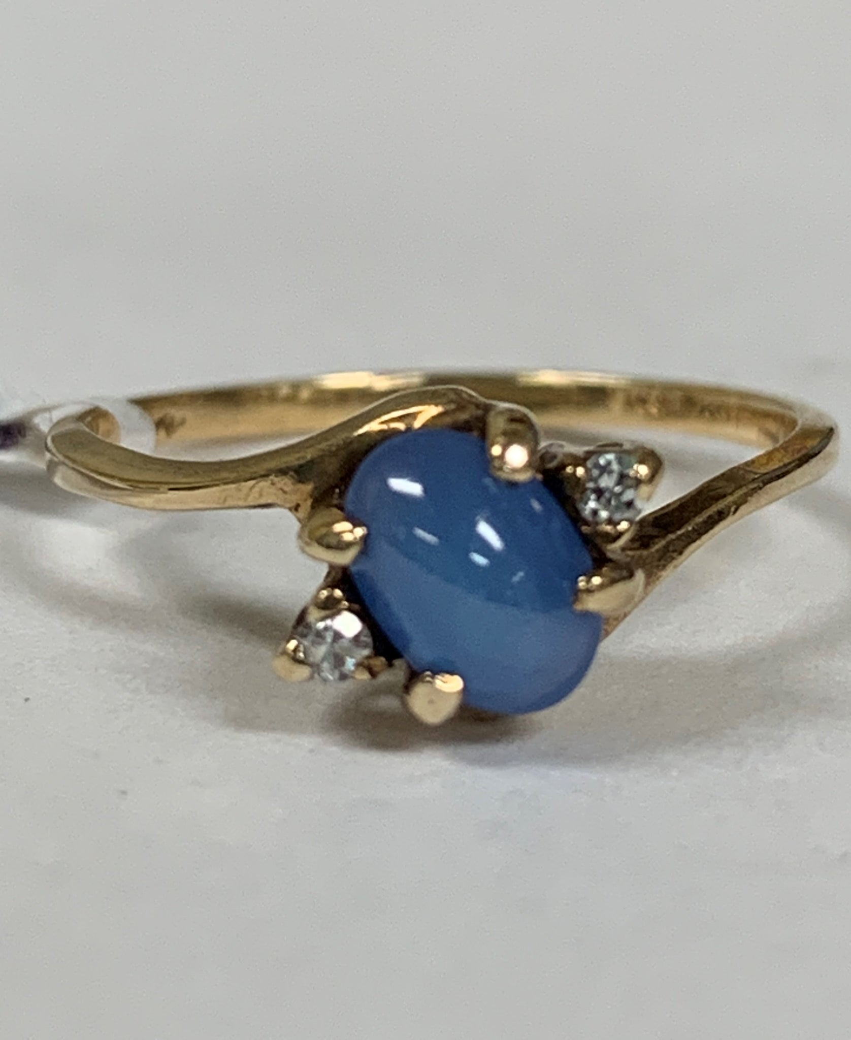 10k Synthetic Star Sapphire & Melee Diamond Ring