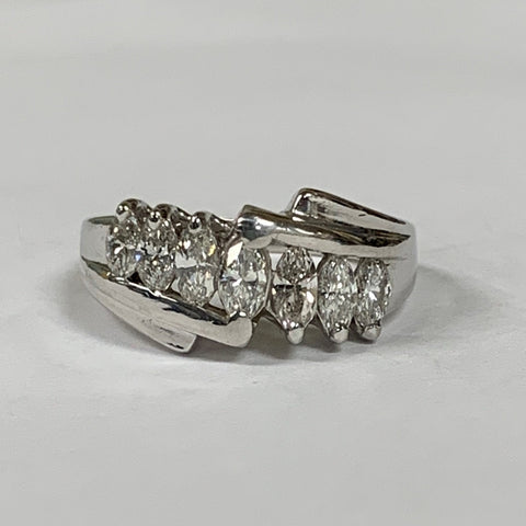 14K White Gold 7 Marquise Diamond Ring