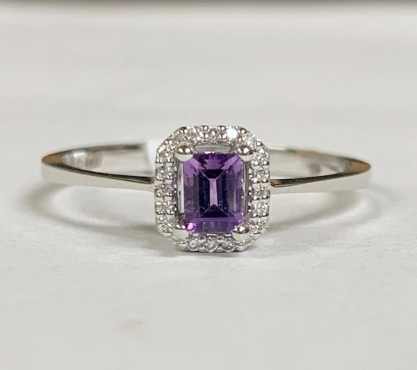 14K Amethyst & Diamond Ring