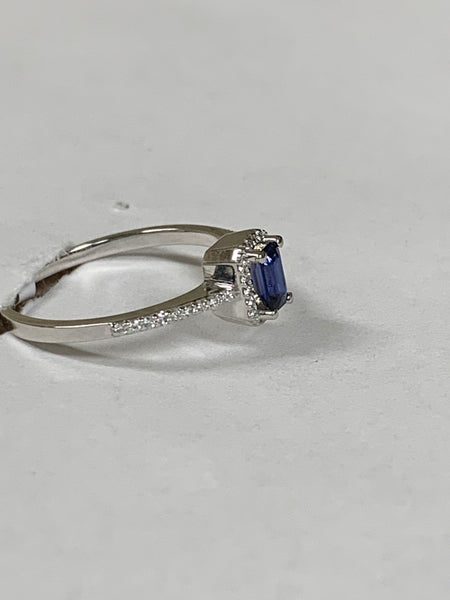 14K Blue Sapphire Diamond Ring