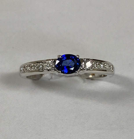 14K Blue Sapphire & Diamond Ring