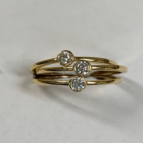 14k Bezel-Set Diamond 3 Ring Stack