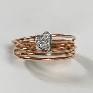 14k Rose Gold Diamond Cluster Heart Ring