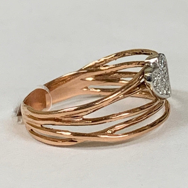 14k Rose Gold Diamond Cluster Heart Ring