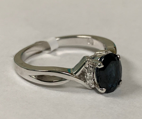 14K Blue Sapphire & Diamond Ring