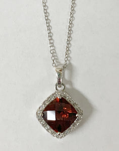 14k Garnet & Diamond Pendant Necklace