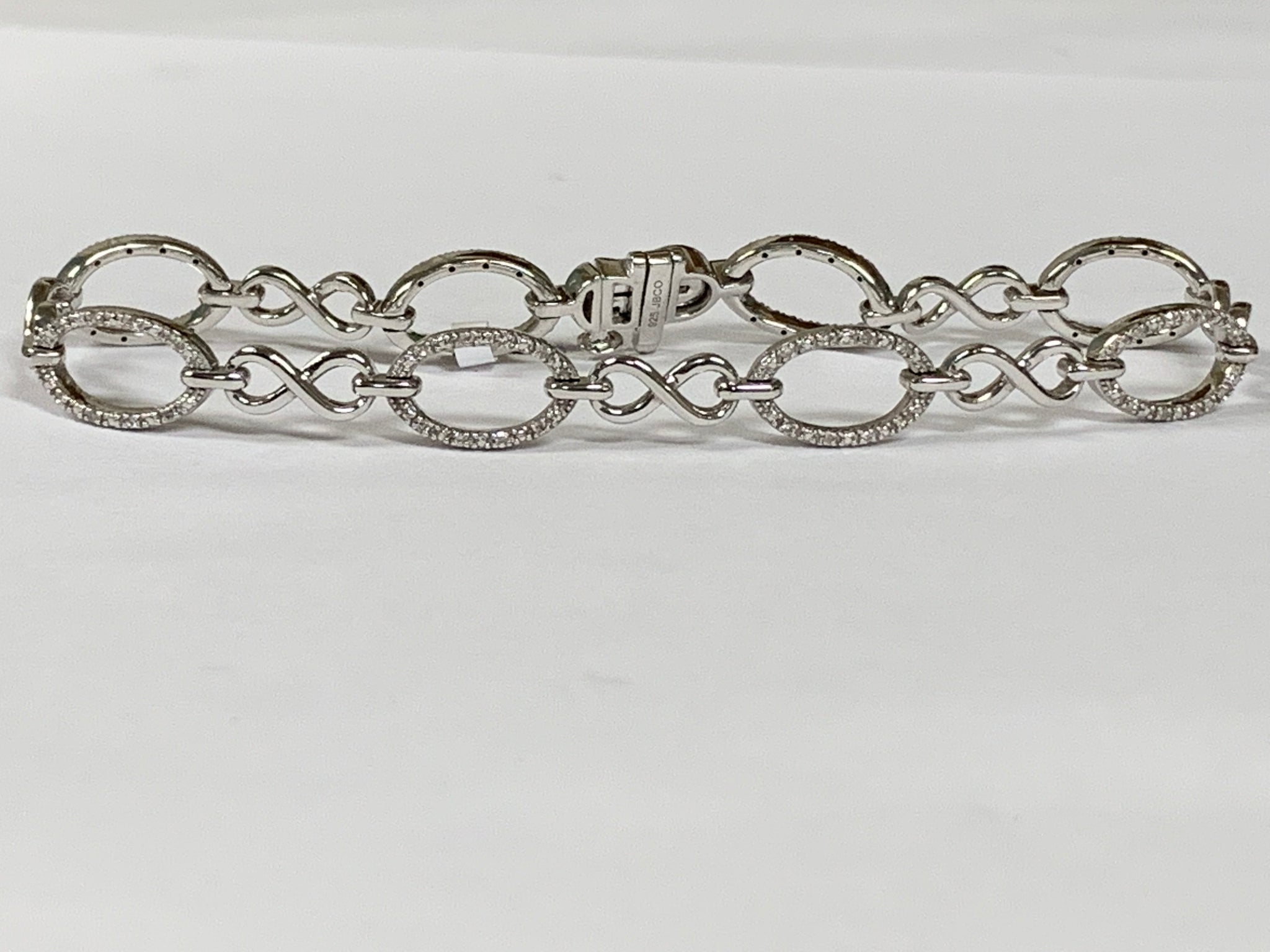 Sterling Silver Diamond Oval & Infinity Link Bracelet