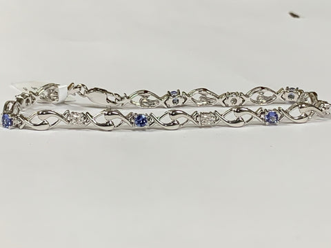 Sterling Silver Tanzanite & Diamond Bracelet