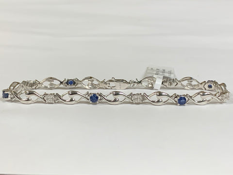 Sterling Silver Sapphire & Diamond Bracelet
