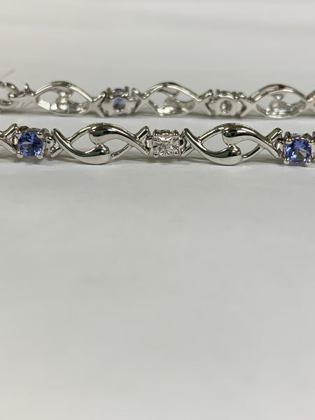 Sterling Silver Tanzanite & Diamond Bracelet