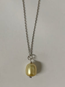 Sterling Silver Freshwater Rice Gold Pearl Pendant with Chain