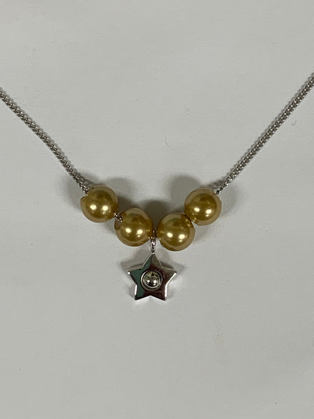 Sterling Silver Necklace with Star & Chocolate Pearls