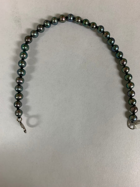 Sterling Silver Freshwater Black Pearl Bracelet