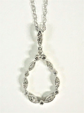 Sterling Silver Diamond Teardrop Pendant