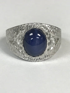 14k Synthetic Star Sapphire & Diamond Ring