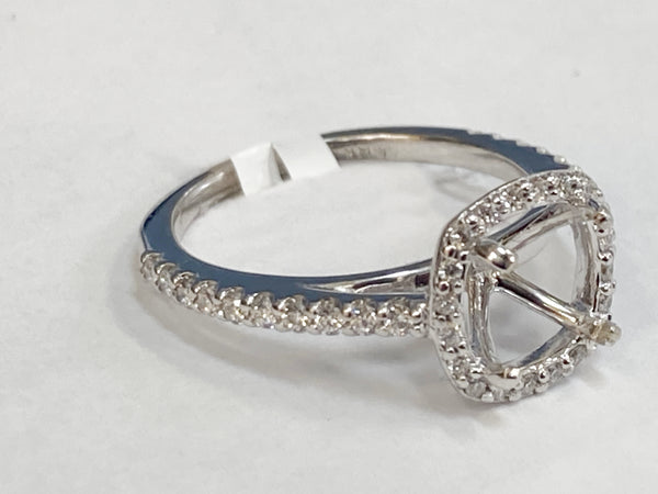 Round or Cushion Cut Diamond Semi-mount Engagement Ring