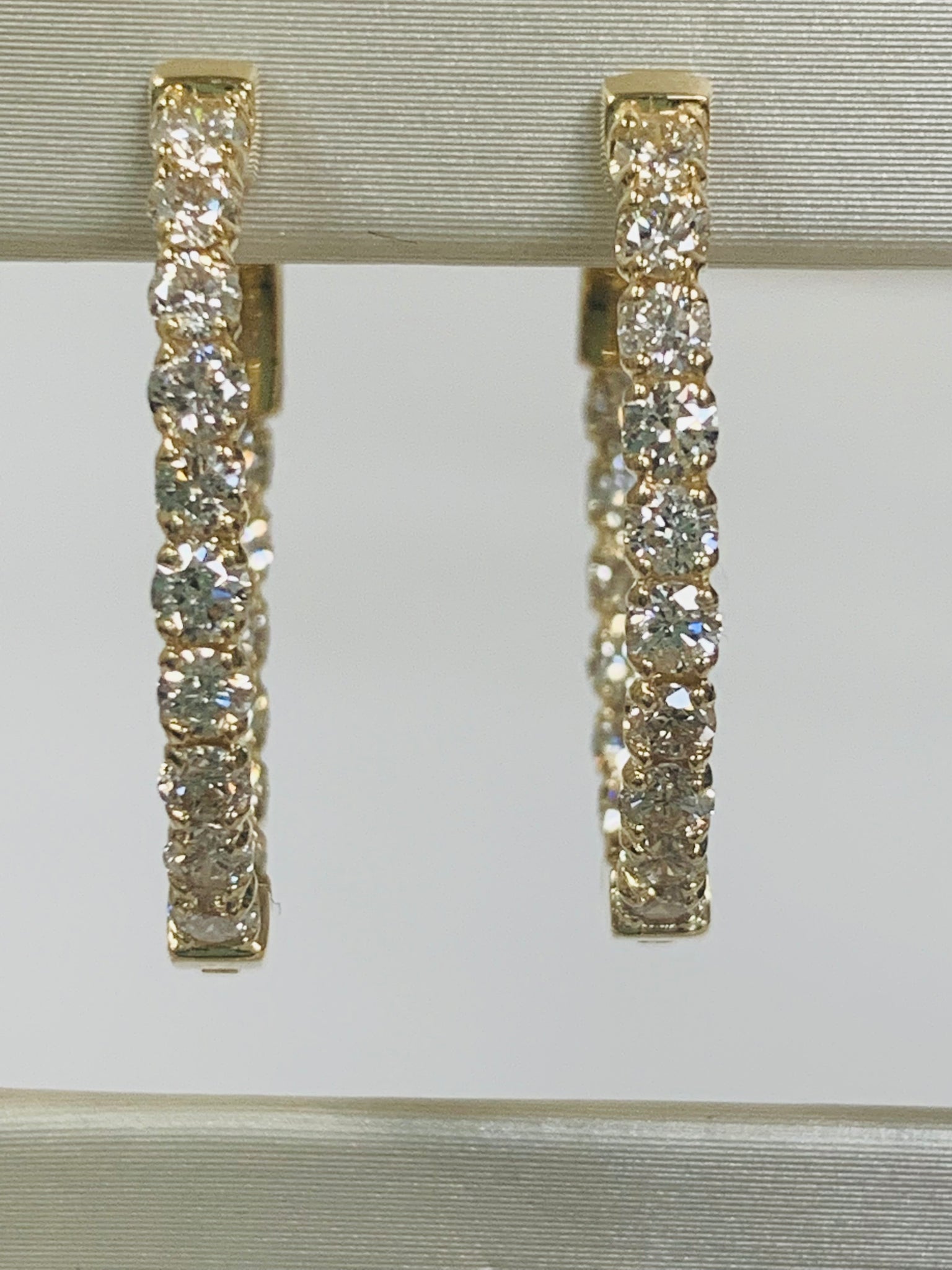14K Diamond Hinged Oval Hoop Earrings