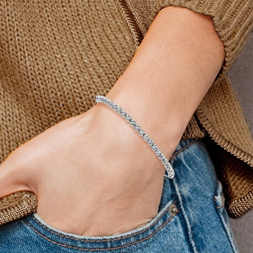 14k Polished Diamond-Cut Beaded Bolo Adjustable Bracelet