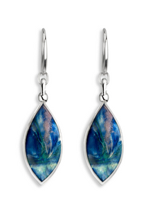 Sterling Silver Blue Multi Color Aurora Enamel Marquise Twist Wire Earrings