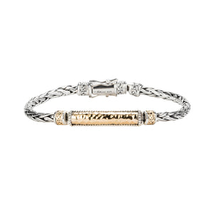 Bracelet 10k Yellow Wheat Link Hinged Bracelet with Hammered Bar from welch and company jewelers near syracuse ny 