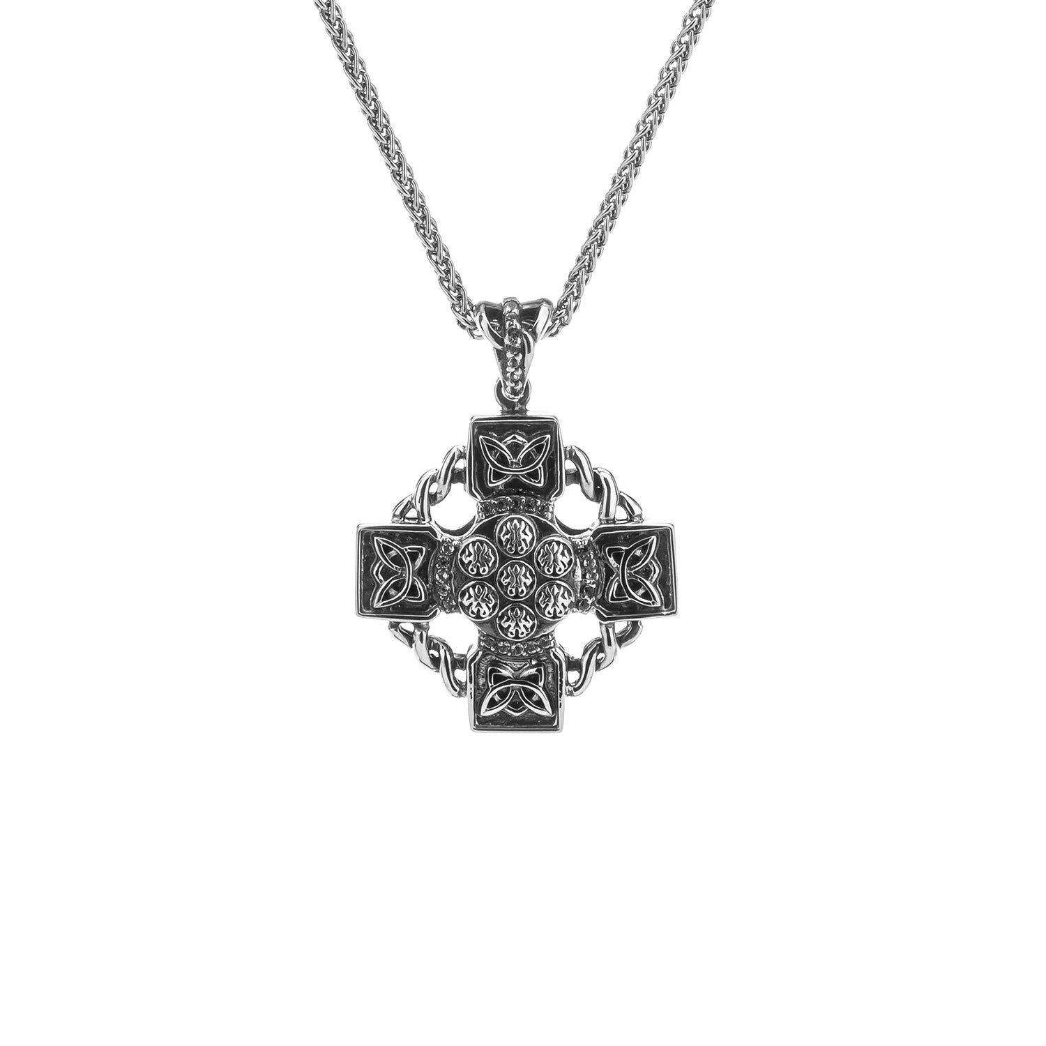 Pendant Oxidized White Topaz Celtic Wheel Cross Pendant from welch and company jewelers near syracuse ny 