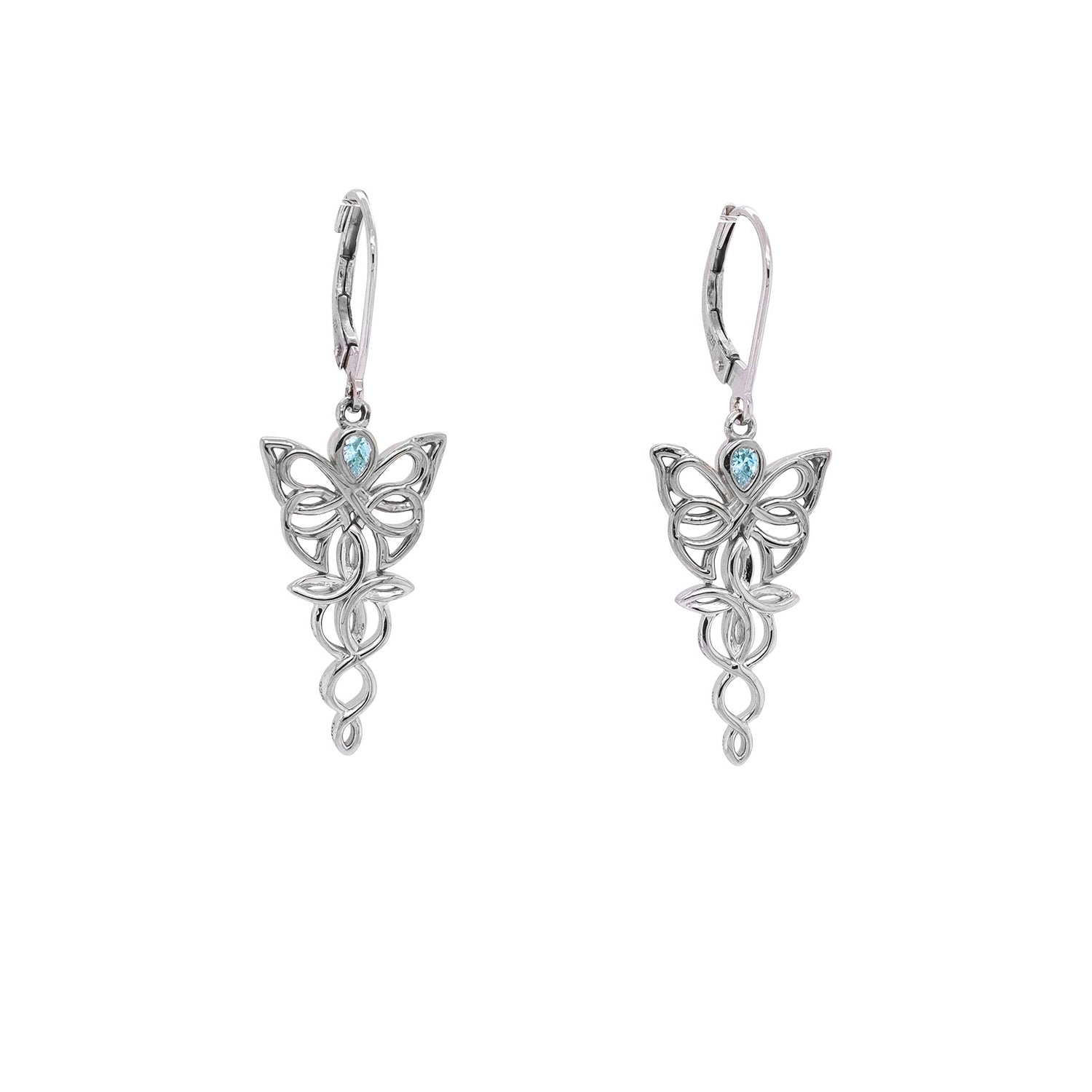 Earrings Rhodium Sky Blue Topaz Butterfly Leverback Earrings from welch and company jewelers near syracuse ny 