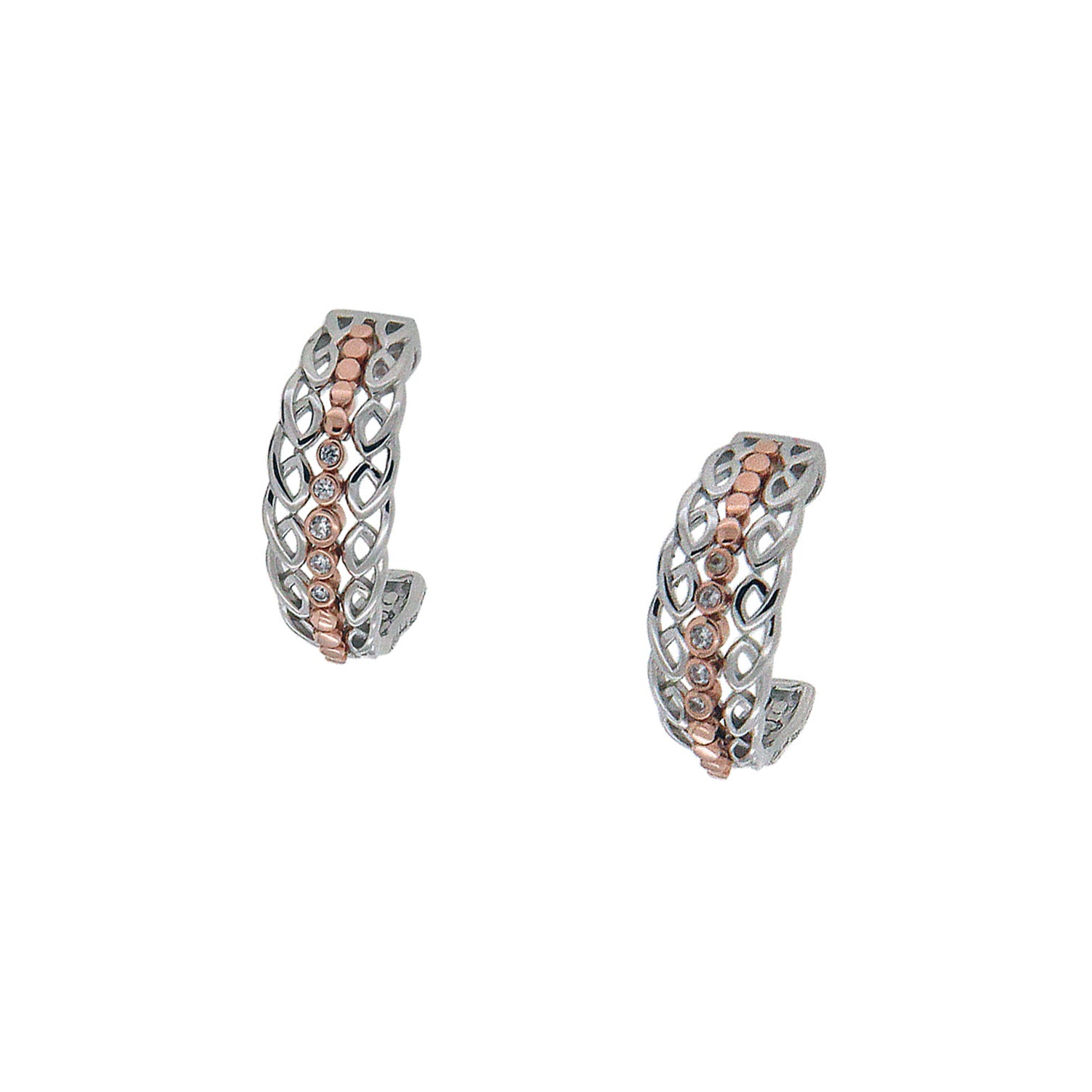 Earrings Rhodium 10k Rose CZ Half Creole Bridge Earrings from welch and company jewelers near syracuse ny 