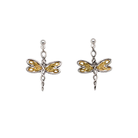 Earrings Rhodium 10k Yellow Dragonfly Post Earrings from welch and company jewelers near syracuse ny 