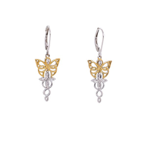 Earrings Rhodium 10k Yellow CZ Butterfly Leverback Earrings from welch and company jewelers near syracuse ny 