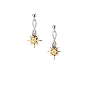 Earrings 10k White Sapphire (1.3mm) Compass Star Dangle Post Earrings from welch and company jewelers near syracuse ny 