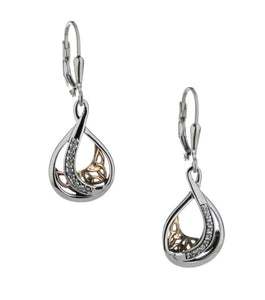Two-Tone Trinity Knot Lever-Back Earrings