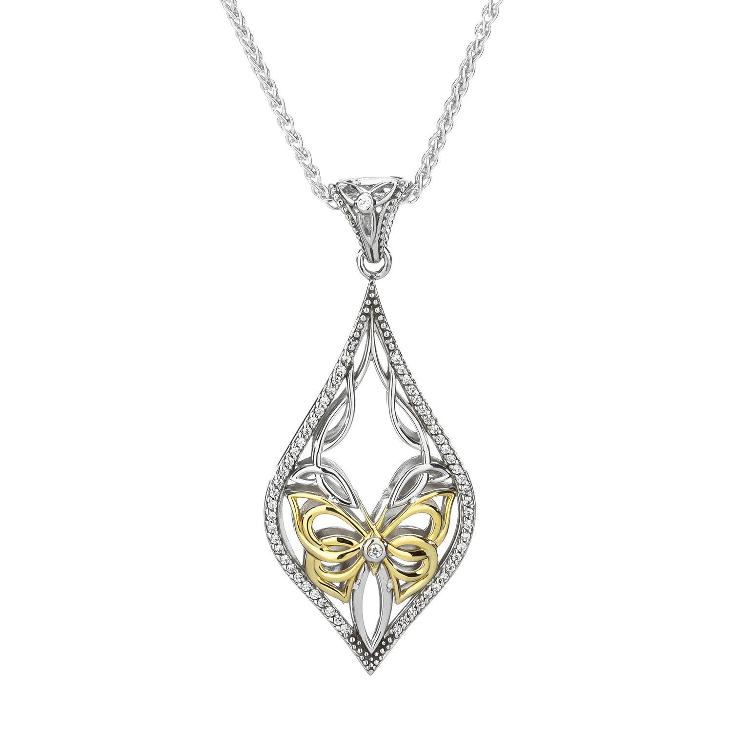 Pendant 10k White CZ Cocooned Butterfly Pendant from welch and company jewelers near syracuse ny 