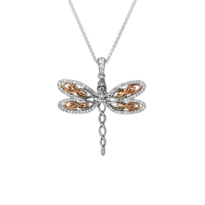 Pendant Rhodium 10k Rose CZ Barked Dragonfly Pendant from welch and company jewelers near syracuse ny 