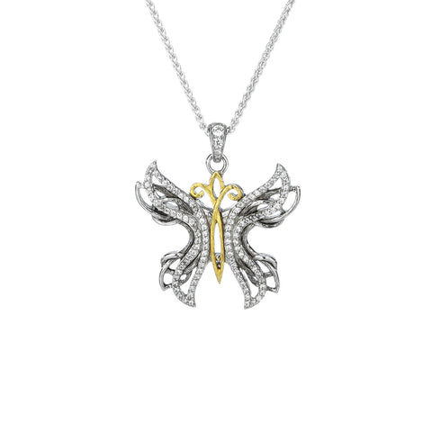 Pendant 10k White CZ Barked Soaring Butterfly Pendant from welch and company jewelers near syracuse ny 