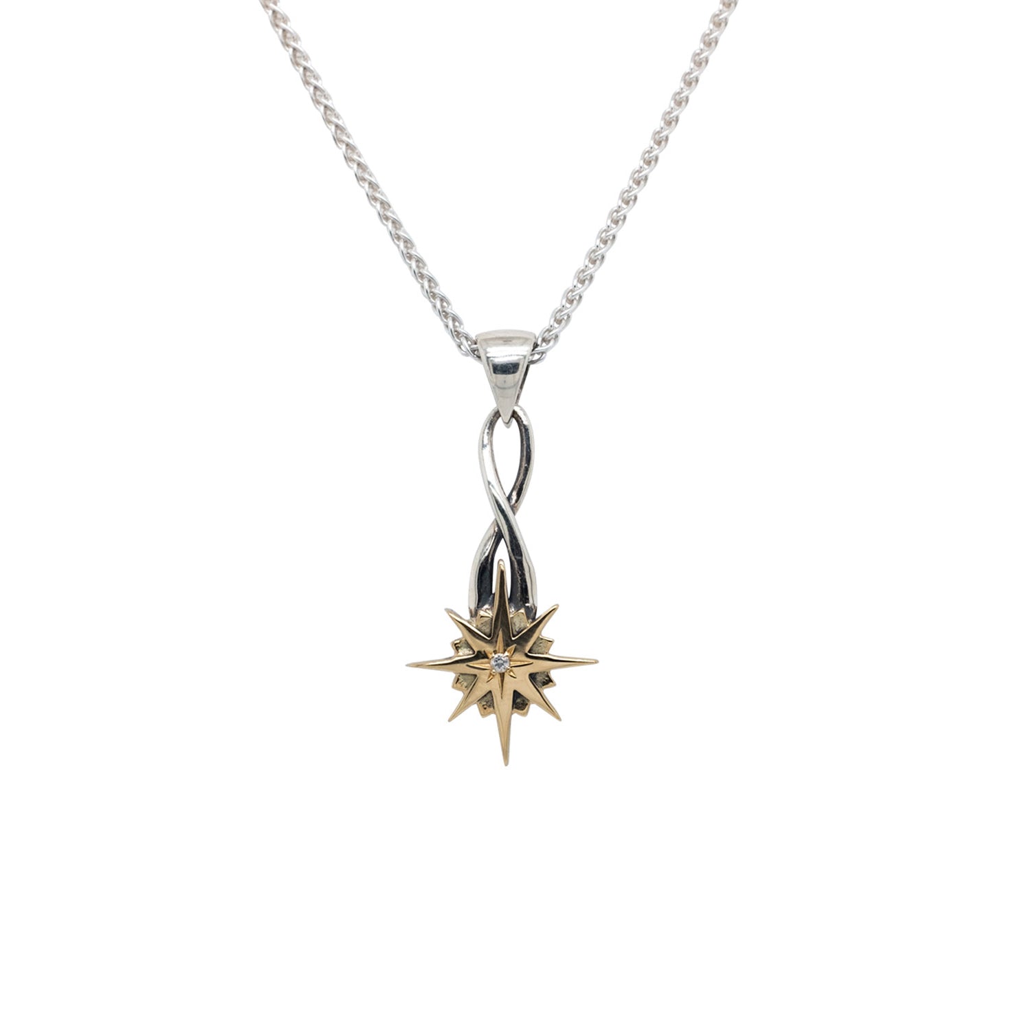 Pendant 10k Compass with White Sapphire (1.3mm) Star Small Pendant from welch and company jewelers near syracuse ny 