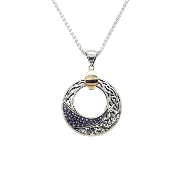 Pendant 10k Celtic Comet Amethyst Round Pendant Small from welch and company jewelers near syracuse ny 